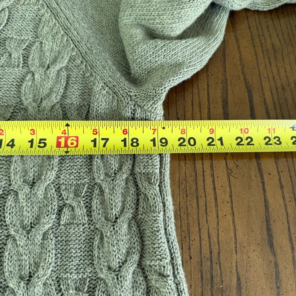 Talbots Petite Linen Cotton Blend Cable Knit Sweater Taupe Pullover Large Petite